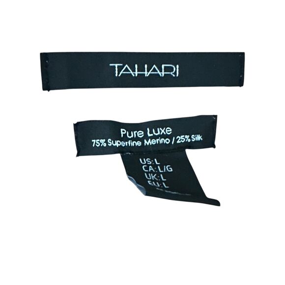 Tahari Brown Beige Superfine Merino Wool and Silk Open Cardigan Size L - Picture 3 of 5